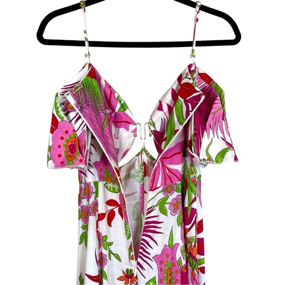 Cult Gaia Dina Floral Cutout Midi Dress Linen Blend Size 4 - Picture 9 of 15